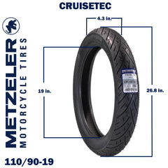 Metzeler Cruisetec 110/90-19 62H TL V-Twin Motorcycle Front Tire with Keychain