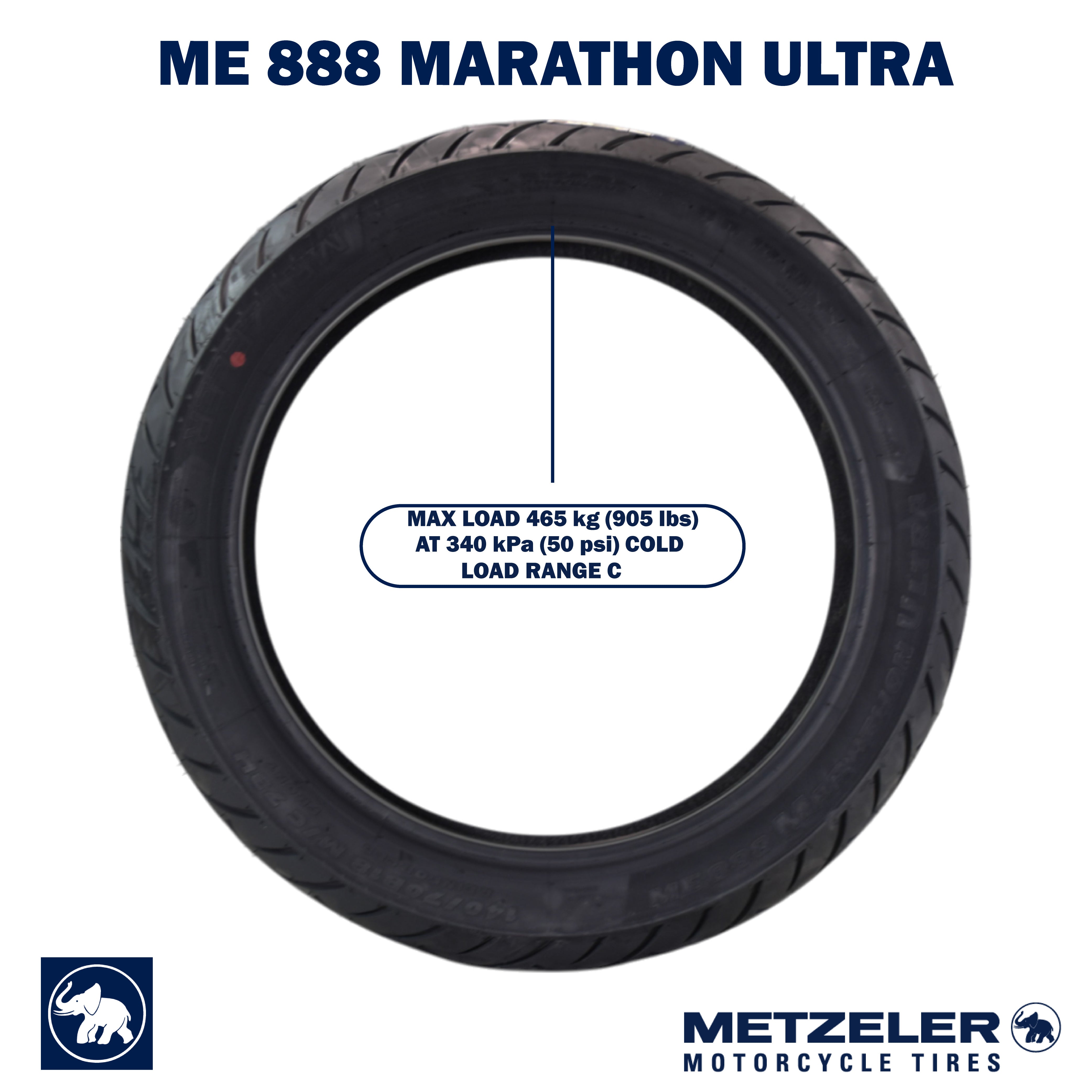 Metzeler ME 888 Marathon Ultra Front 140/70B18 REINF Motorcycle Tire w/ Keychain