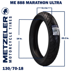 Metzeler ME 888 Marathon Ultra Front 130/70R18 63H Motorcycle Tire with Keychain