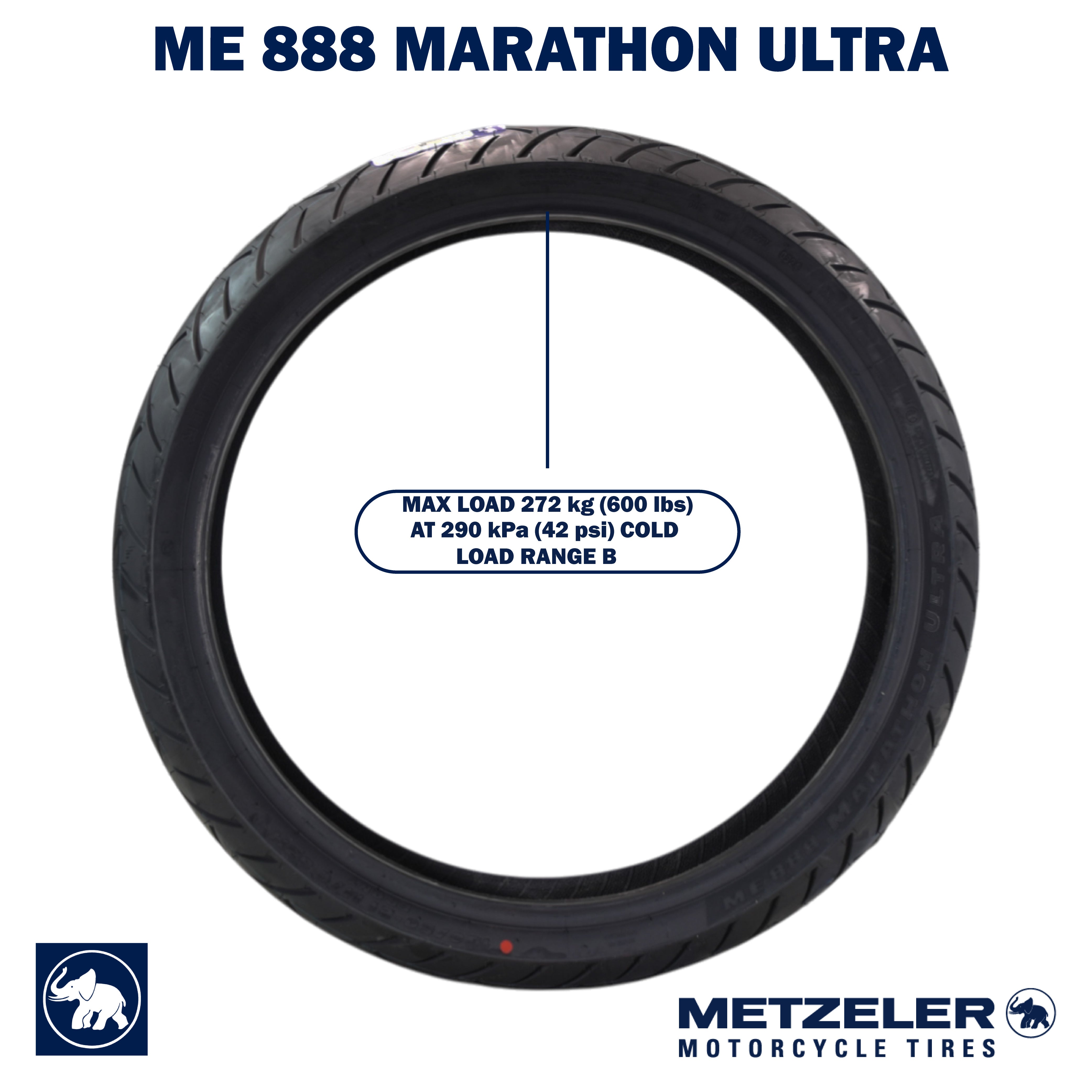 Metzeler ME 888 Marathon Ultra Front 130/70R18 63H Motorcycle Tire with Keychain