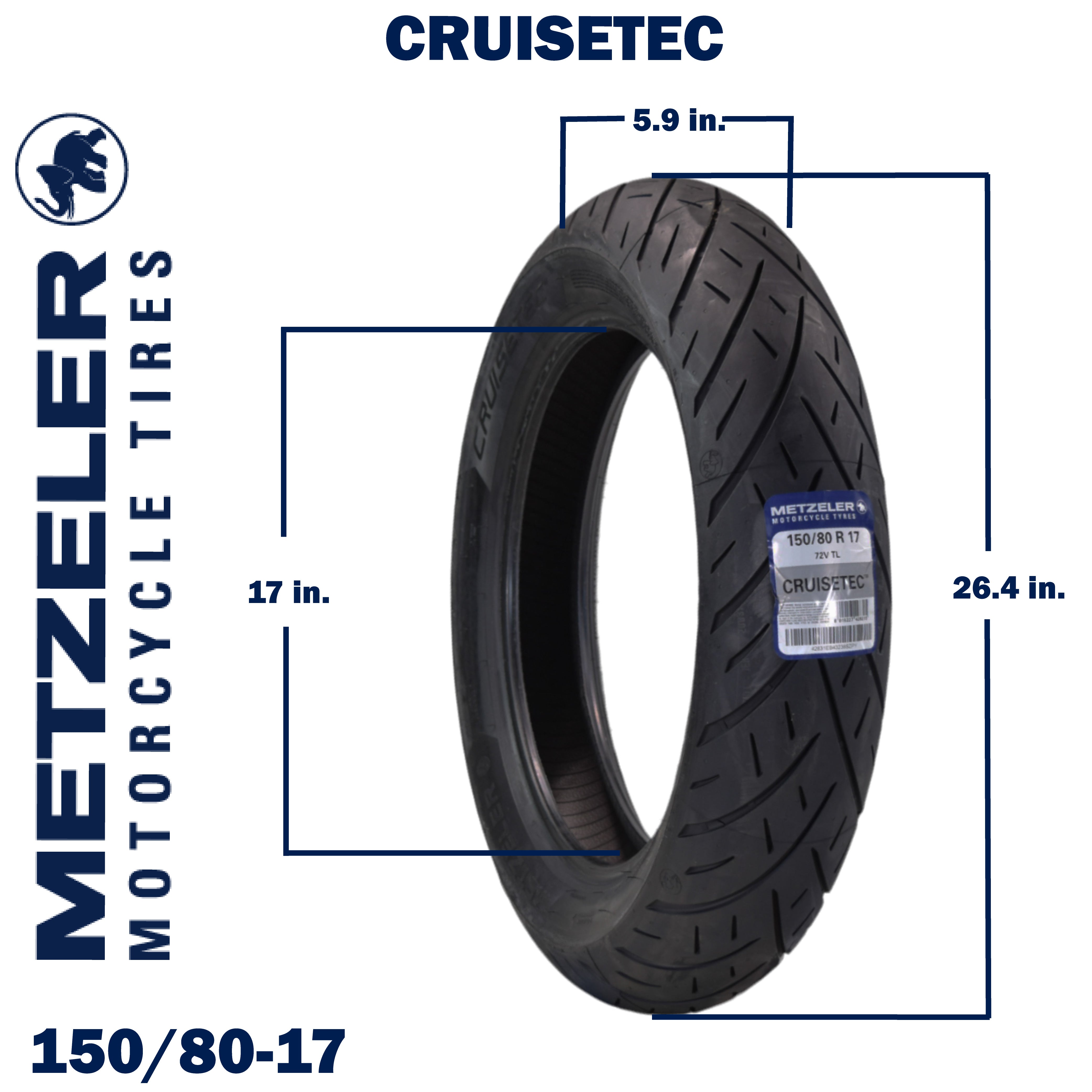 Metzeler Cruisetec 150/80R17 72V TL V-Twin Motorcycle Front Tire with Keychain