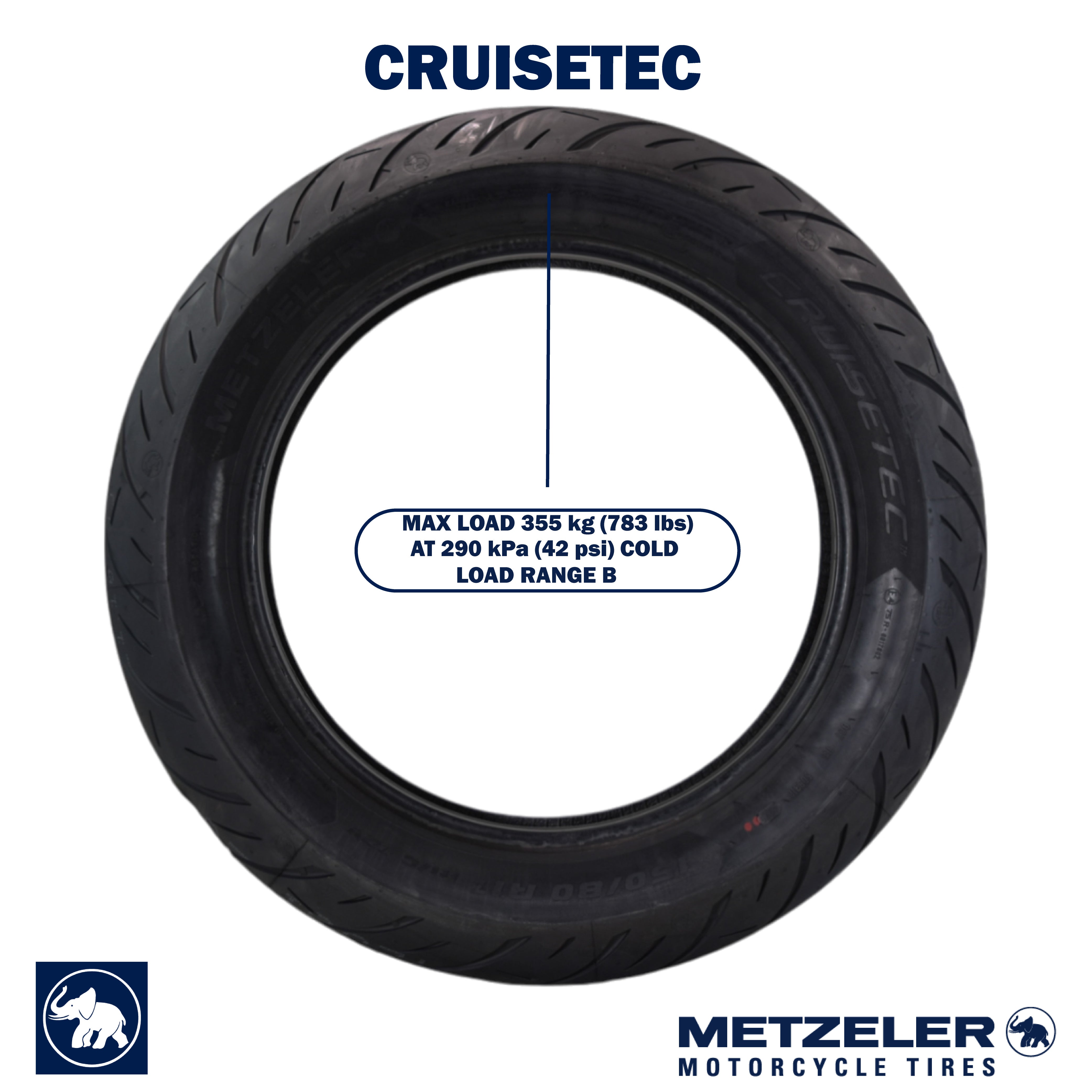 Metzeler Cruisetec 150/80R17 72V TL V-Twin Motorcycle Front Tire with Keychain