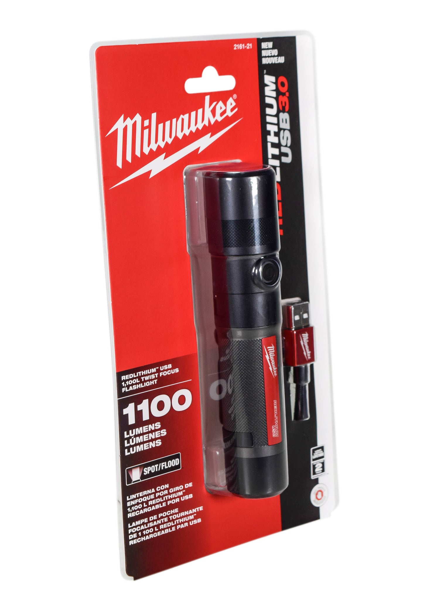 Milwaukee 2161-21 USB Recharrgeable 1100LTwist Focus Flashlight