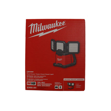 Milwaukee M18 ROVER Dual Power Triple-Panel Flood & Area Light, 4,500 Lumens TRUEVIEW™ High-Definition Output, Jobsite Portable Work Light with Hook/Magnet/Keyholes, Battery or AC Powered