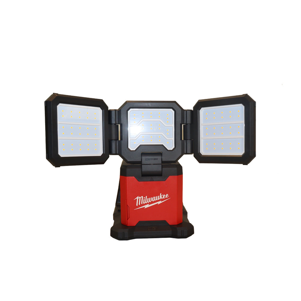 Milwaukee M18 ROVER Dual Power Triple-Panel Flood & Area Light, 4,500 Lumens TRUEVIEW™ High-Definition Output, Jobsite Portable Work Light with Hook/Magnet/Keyholes, Battery or AC Powered