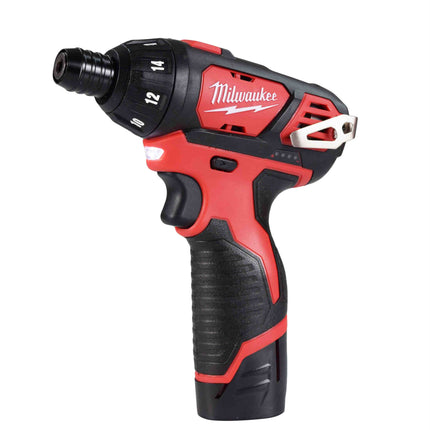 Milwaukee 2401-22 12V 1/4" Hex Screwdriver Kit w/ 2 Batteries, Charger and Bag