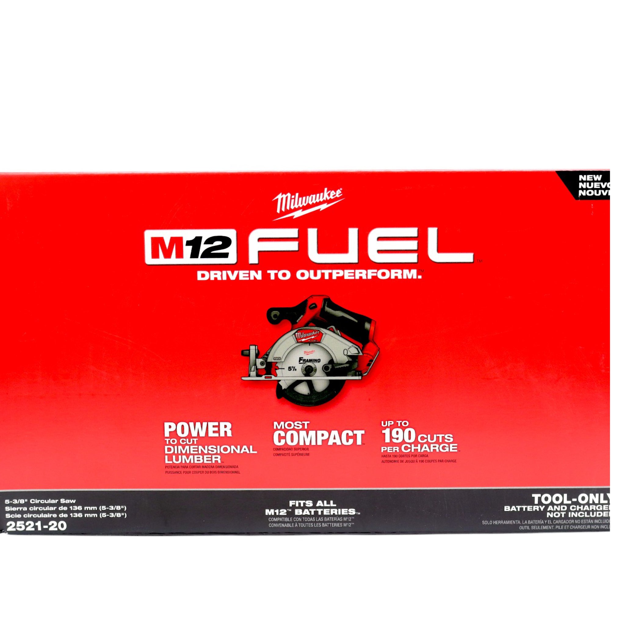 Milwaukee 2521-20 M12 FUEL 12V 5-3/8" Circular Saw, Cordless, Brushless Motor, Bare Tool Only