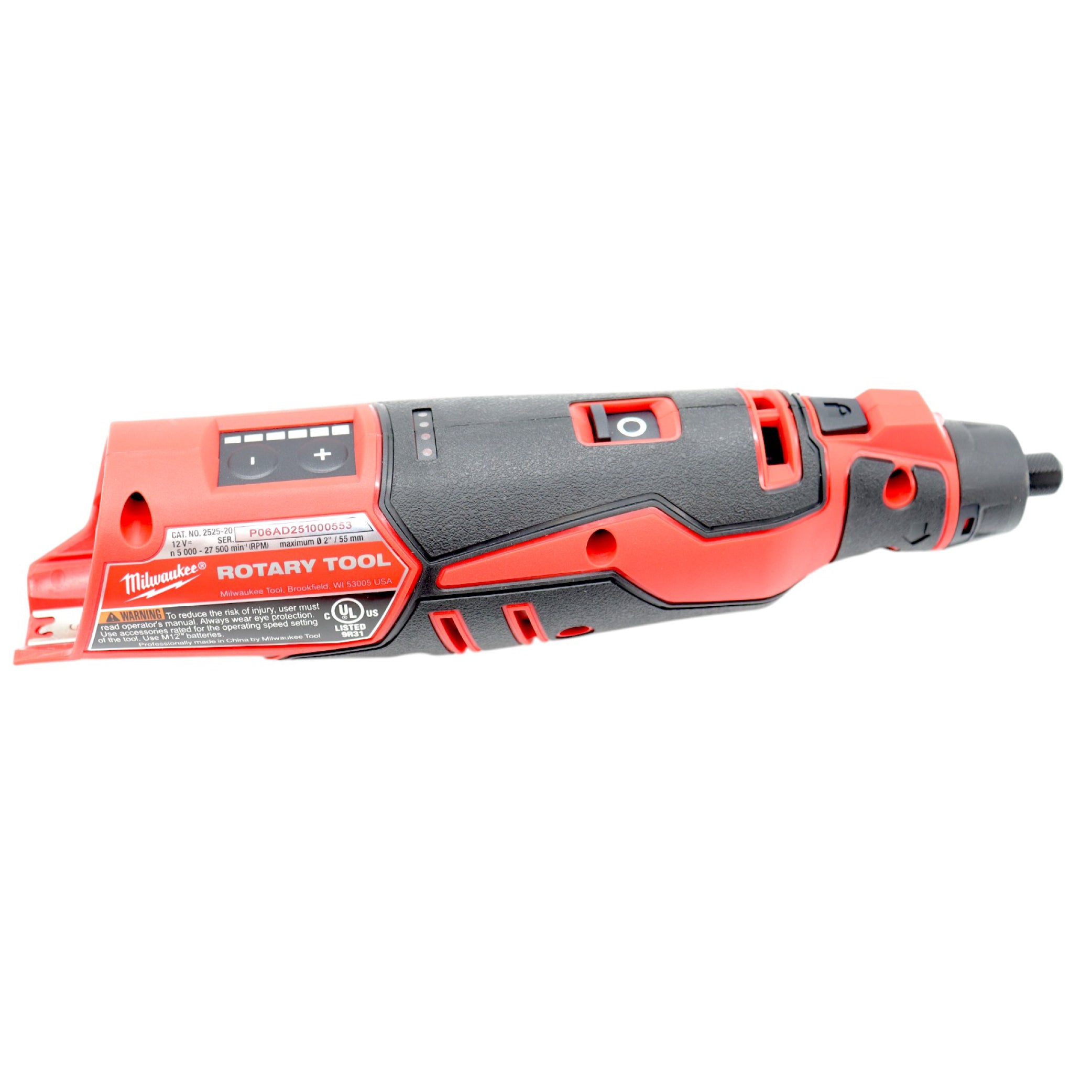 Milwaukee 2525-20 M12 12V Cordless Brushless Rotary Tool, 5,000-27,500 RPM, 1/8" Collet, LED Light, Bare Tool Only