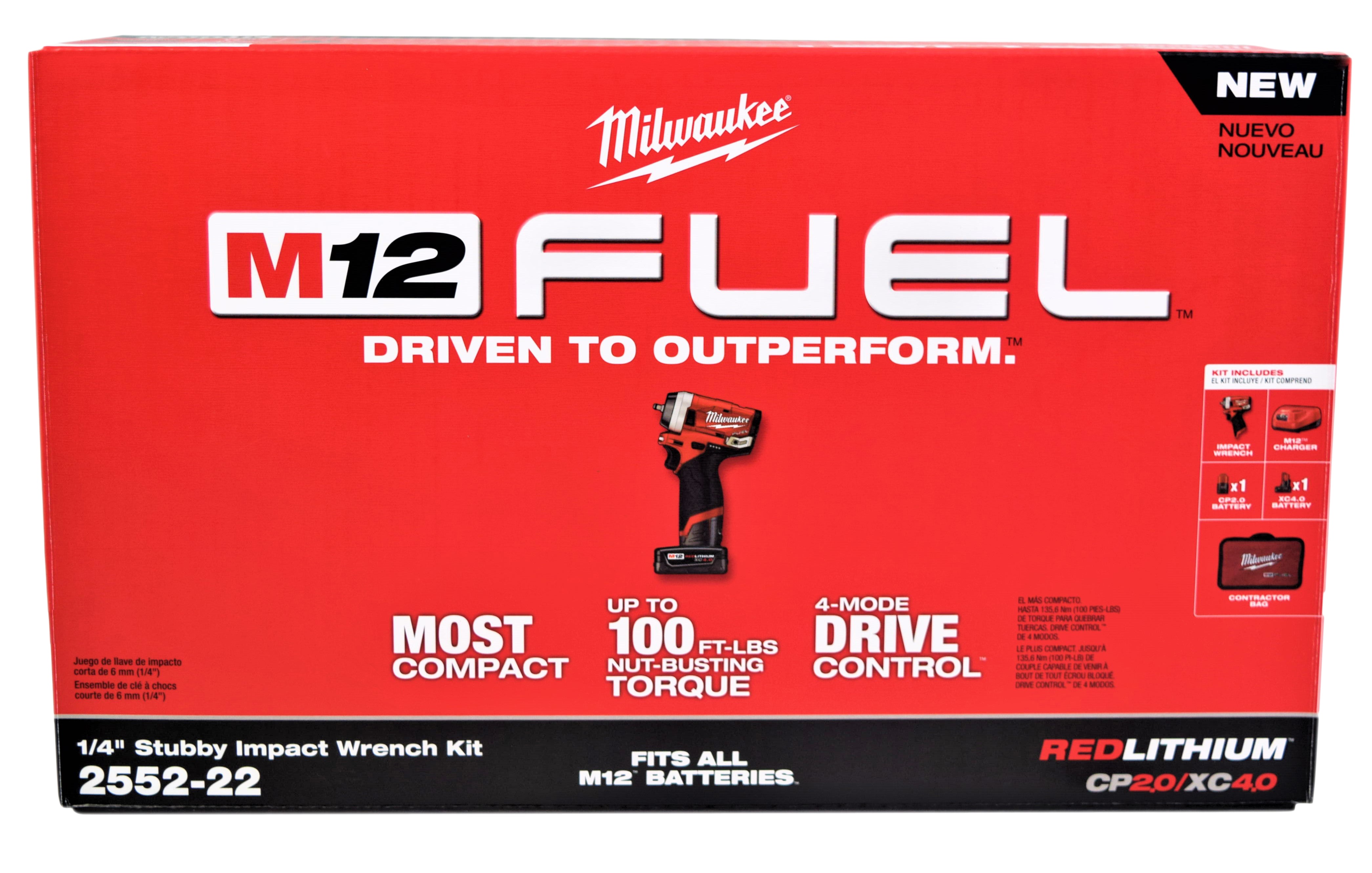Milwaukee 2552-22 M12 FUEL 1/4 in. Stubby Impact Wrench Kit