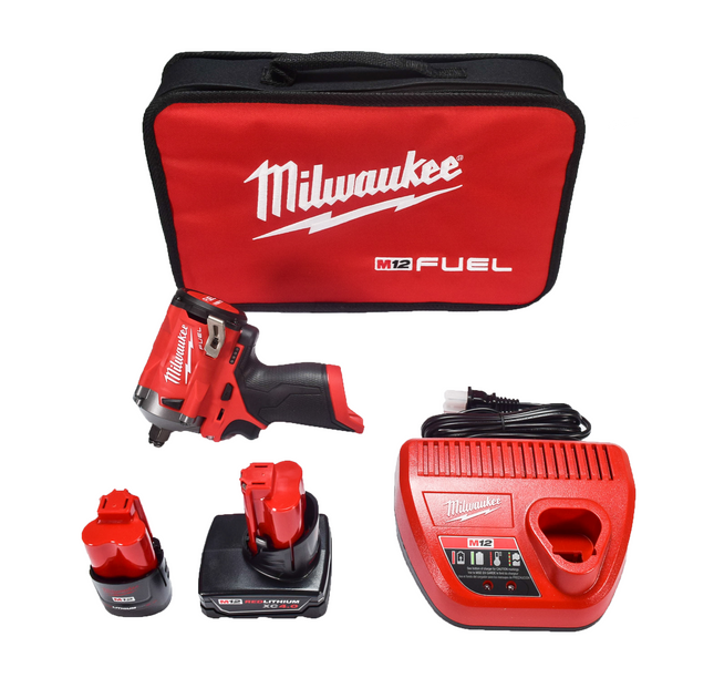 Milwaukee 2555-22 M12 Fuel Stubby 1/2" Impact Wrench KIT