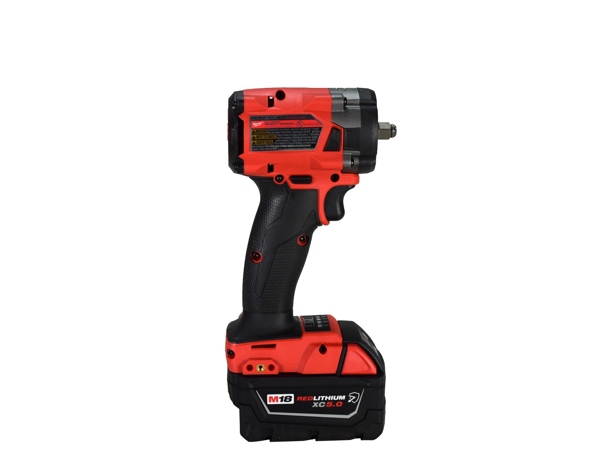 Milwauke 2854-22R M18 FUEL 18V Lithium-Ion Brushless Cordless 3/8 in. Compact Impact Wrench with Friction Ring Kit, Resistant Batteries