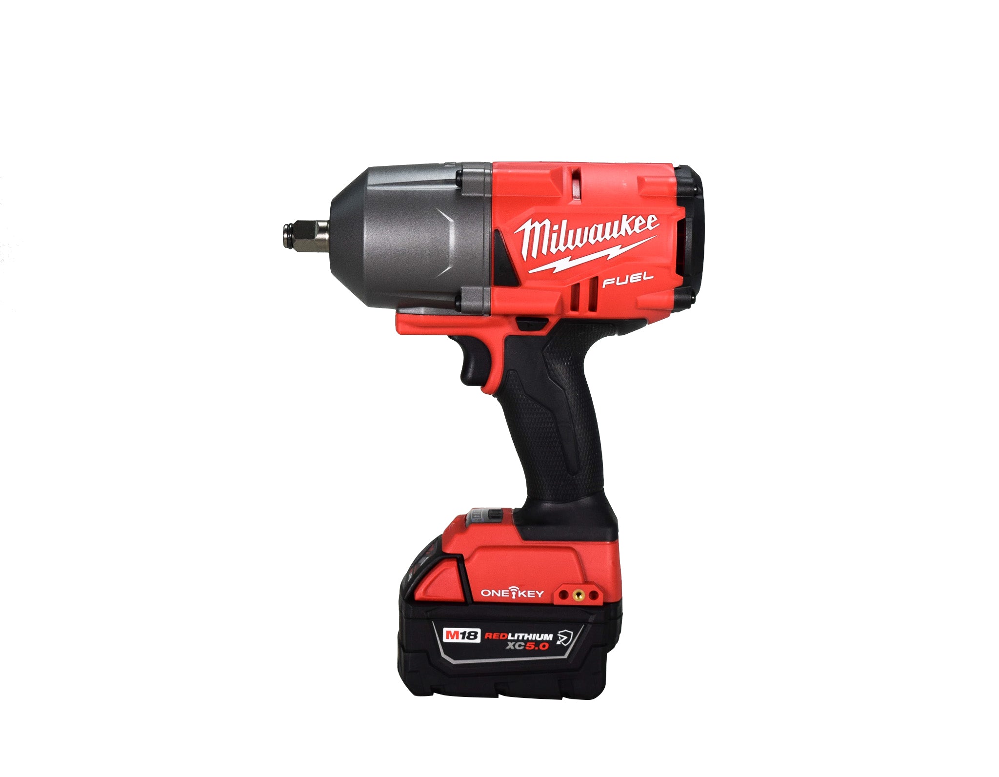 Milwaukee 2863-22R M18 FUEL ONE-KEY 18V Li-Ion Brushless Cordless 1/2 in. High-Torque Impact Wrench with Friction Ring, Resistant Batteries