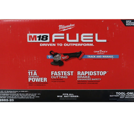 Milwaukee 2882-20 M18 FUEL  4-1/2" / 5" Braking Grinder w/ ONE-KEY Paddle Switch, No Lock