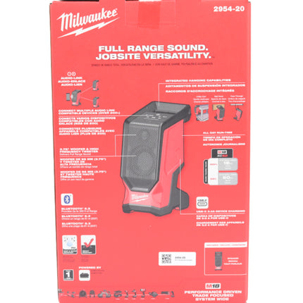 Milwaukee 2954-20 M18 18V Cordless - Bluetooth Jobsite Speaker - Bare Tool Only