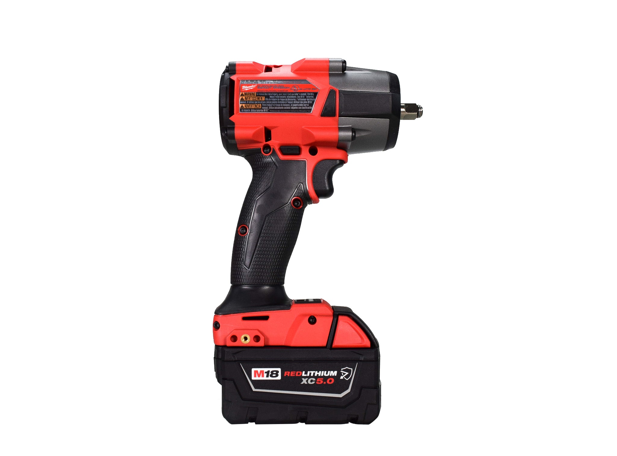 Milwaukee 2960-22R M18 FUEL 18V Lithium-Ion Brushless Cordless 3/8 in. Mid-Torque Impact Wrench with Friction Ring Kit, Resistant Batteries