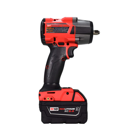 Milwaukee 2960-22R M18 FUEL 18V Lithium-Ion Brushless Cordless 3/8 in. Mid-Torque Impact Wrench with Friction Ring Kit, Resistant Batteries