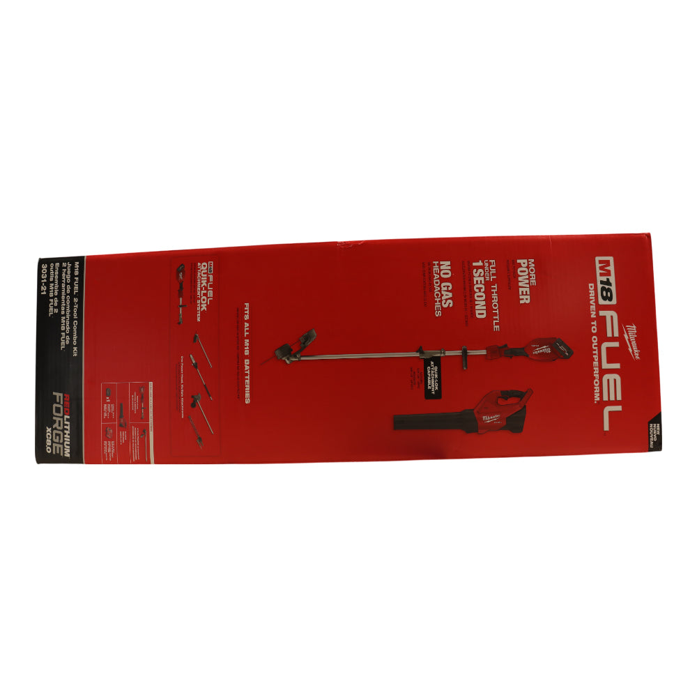 Milwaukee M18 FUEL String Trimmer and Blower Combo Kit (3031-21) - 18V Brushless Cordless 2-Tool Set with QUIK-LOK Attachment System, 8.0Ah REDLITHIUM FORGE Battery, Rapid Charger