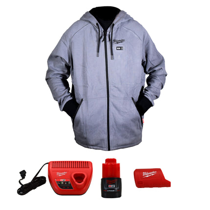Milwaukee 306G-21L M12 Lithium-Ion Gray Heated Jacket Hoodie Kit (Large)