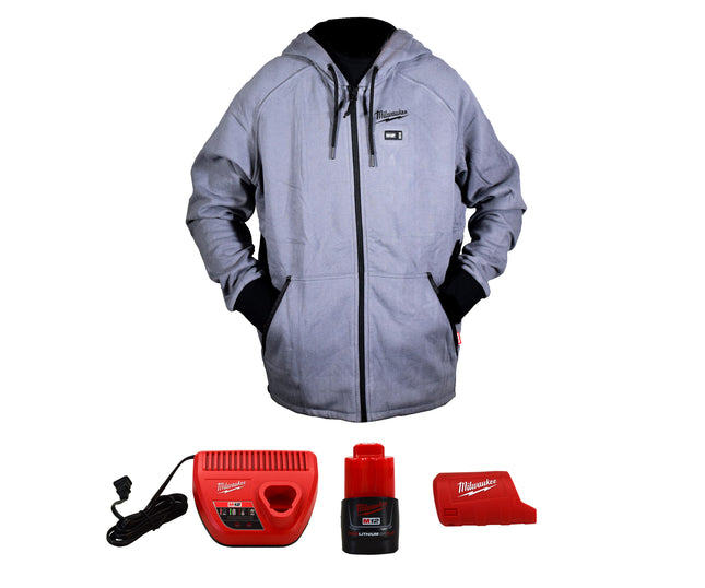 Milwaukee 306G-21S M12 Lithium-Ion Gray Heated Jacket Hoodie Kit (Small)