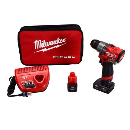 Milwaukee 3403-22 M12 FUEL 12V Brushless 1/2" Drill/Driver Kit – Compact Cordless Drill with POWERSTATE Motor, REDLINK PLUS Intelligence, 2 Batteries, Charger & Case
