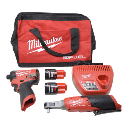 Milwaukee 3453-22HSR M12 Fuel 1/4" Hex Impact Driver Kit w/ 3/8" High Speed Ratchet