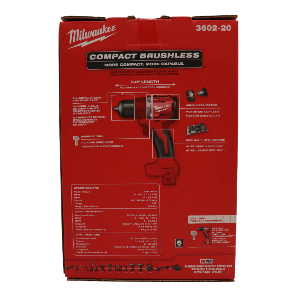 Milwaukee M18 Compact 1/2 in. Hammer Drill/Driver (3602-20)