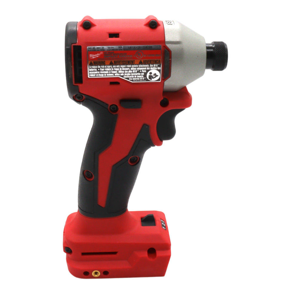 Milwaukee 3651-20 18V Compact Cordless 1/4″ Hex Impact Driver – 1,700 in-lb Torque, 0-3,600 RPM, 0-4,900 IPM, 3-Mode Drive Control, All-Metal Gear Case (Tool-Only)