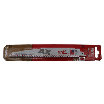 Milwaukee 9″ 5 TPI The Ax Sawzall Bi-Metal Reciprocating Saw Blade 5-Pack – Heavy-Duty Demolition & Nail-Embedded Wood Cutting, Universal 1/2″ Tang, Fast Plunge Performance