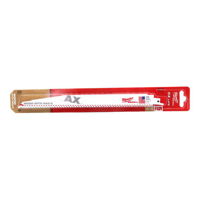Milwaukee 48-00-5027S 12 in. 5 TPI AX Nail-Embedded Wood Cutting SAWZALL Reciprocating Saw Blades (5-Pack)