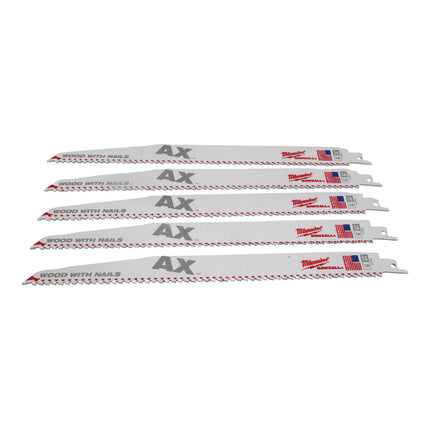 Milwaukee 48-00-5027S 12 in. 5 TPI AX Nail-Embedded Wood Cutting SAWZALL Reciprocating Saw Blades (5-Pack)