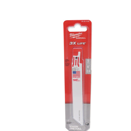 Milwaukee Tool 48-00-5186 Bi-Metal with Cobalt 24 TPI Reciprocating Saw Blade 6 Inch