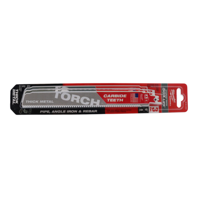 Milwaukee 48-00-5302 9 in. 8TPI The TORCH, Carbide Teeth SAWZALL Blade 3PK