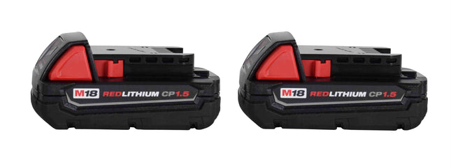 Milwaukee 48-11-1815 M18 Redlithium XC 5.0Ah Battery Pack (2-Pack) – Extended Capacity Lithium-Ion Batteries with Fuel Gauge, Runs Cooler & Delivers More Runtime for M18 Power Tools