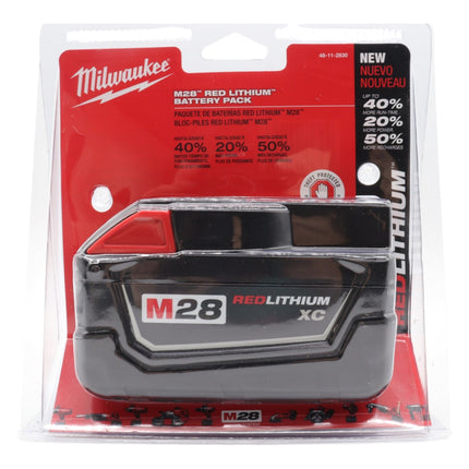 Milwaukee 48-11-2830 M28 28V XC High Capacity Lithium-Ion Battery, 3.0Ah, Compatible with Milwaukee M28 and V28 Cordless Power Tools, REDLINK Intelligence, LED Fuel Gauge
