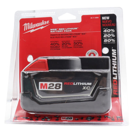 Milwaukee 48-11-2830 M28 28V XC High Capacity Lithium-Ion Battery, 3.0Ah, Compatible with Milwaukee M28 and V28 Cordless Power Tools, REDLINK Intelligence, LED Fuel Gauge