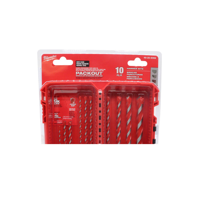 Milwaukee 48-20-9058 Shockwave Carbide Hammer Drill Bit Set. (10-Piece) - Robust carbide for up to 9x life in concrete