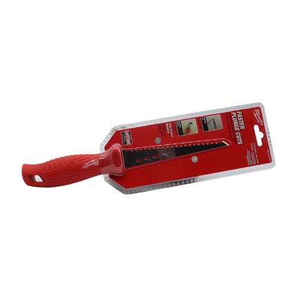 Milwaukee Rasping Jab Saw – Heavy-Duty Drywall & Plaster Cutting Tool with 6″ Steel Blade, 43 Cutting Edges, Rasping Side Holes for Finishing Edges, Anti-Roll Handle & Tether-Ready Lanyard Hole