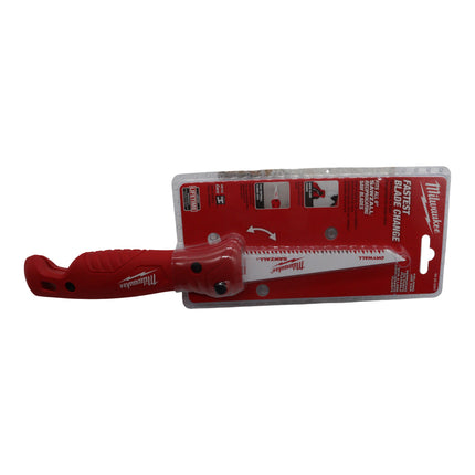 Milwaukee Folding Jab Saw – Universal 6″ Sawzall Blade Compatible, Quick-Swap Slide Lock Design, Ribbed Grip & Lanyard Hole, Folding Handle for Safe Storage – Professional Drywall Plunge/Cutting Tool