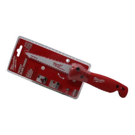 Milwaukee Folding Jab Saw – Universal 6″ Sawzall Blade Compatible, Quick-Swap Slide Lock Design, Ribbed Grip & Lanyard Hole, Folding Handle for Safe Storage – Professional Drywall Plunge/Cutting Tool