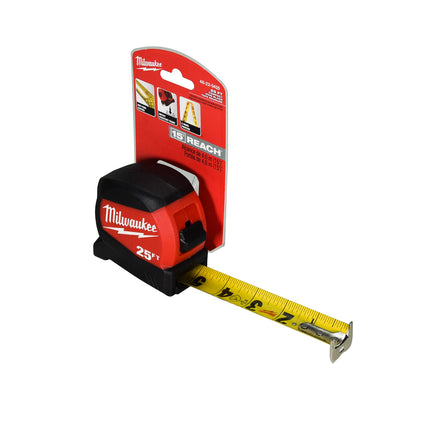 Milwaukee 48-22-0425 25 ft. x 1-3/16 in. Compact Wide Blade Tape Measure with 15 ft. Reach