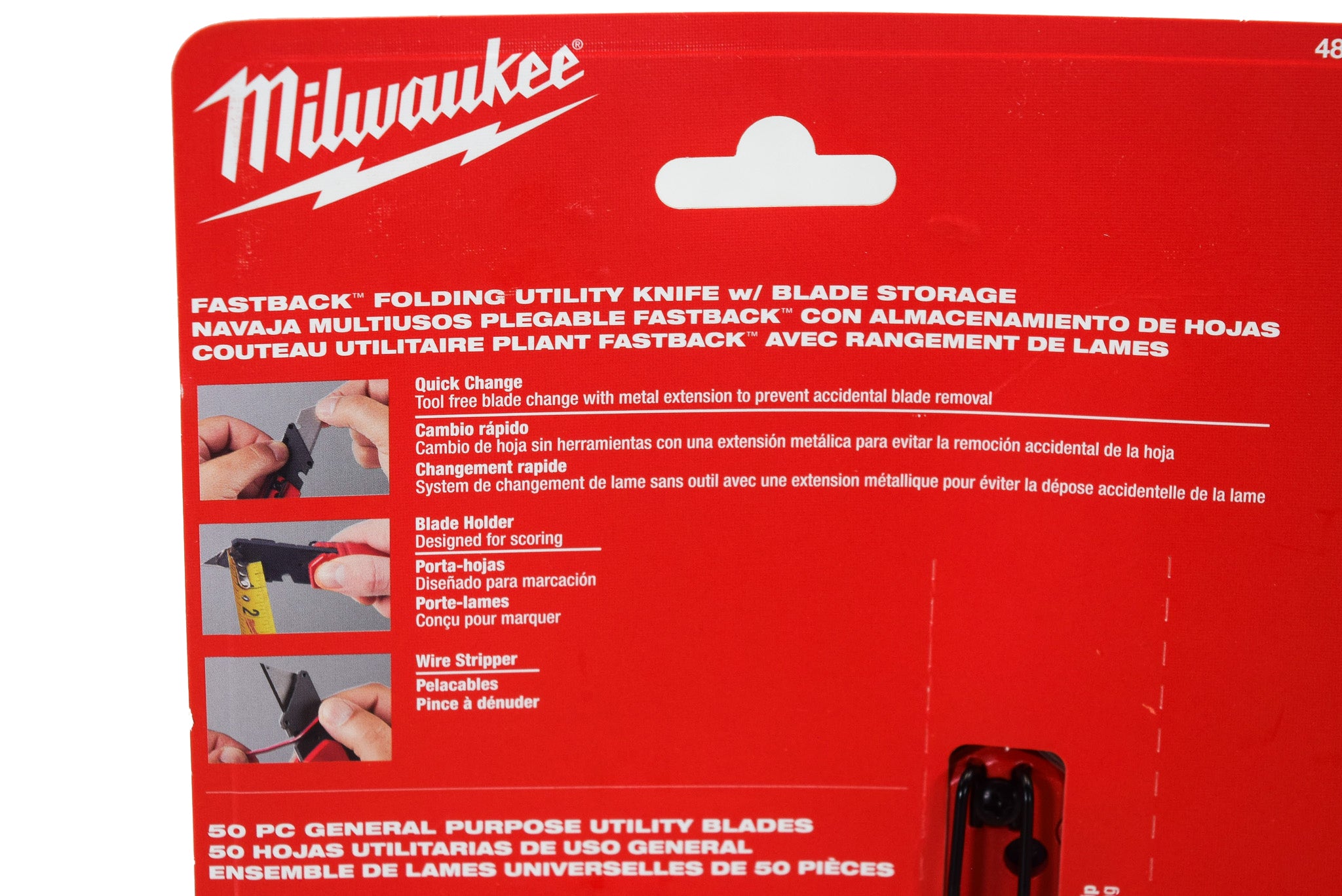 Milwaukee 48-22-1504 FASTBACK w/ Storage & 50PC General Utility Blades Set