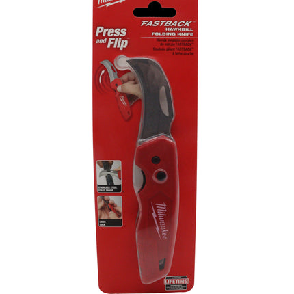 Milwaukee 48-22-1525 FASTBACK™ 6-in-1 Folding Utility Knife – Press-and-Flip One-Hand Opening, Tool-Free Blade Change, Integrated Bit Driver with Storage, Heavy-Duty Metal Body for Jobsite Use