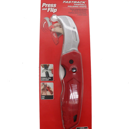 Milwaukee 48-22-1525 FASTBACK™ 6-in-1 Folding Utility Knife – Press-and-Flip One-Hand Opening, Tool-Free Blade Change, Integrated Bit Driver with Storage, Heavy-Duty Metal Body for Jobsite Use