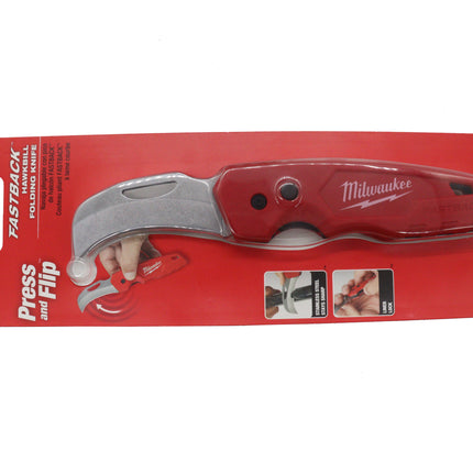 Milwaukee 48-22-1525 FASTBACK™ 6-in-1 Folding Utility Knife – Press-and-Flip One-Hand Opening, Tool-Free Blade Change, Integrated Bit Driver with Storage, Heavy-Duty Metal Body for Jobsite Use