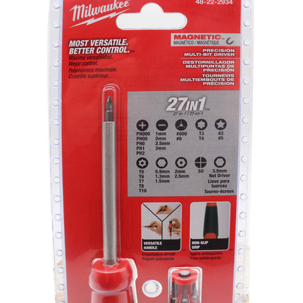 Milwaukee 27-in-1 Security Precision Multi-Bit Screwdriver – Professional Multi-Function Driving Tool with Comfortable Non-Slip Grip, 360° Rotating Back Cap, In-Handle Bit Storage