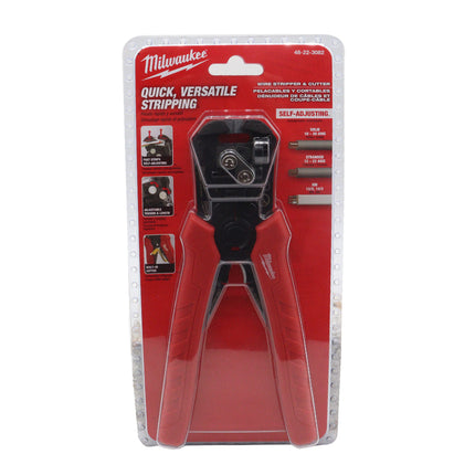 Milwaukee 48-22-3082 Self-Adjusting Wire Stripper & Cutter – Professional 10-20 AWG Solid, 12-22 AWG Stranded & 12/2-14/2 NM Cable Stripping Tool with Adjustable Tension, Depth Stop