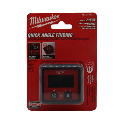 Milwaukee 48-22-5602 Digital Angle Gauge – Precision Electronic Inclinometer with Auto-Rotating LCD, Angle Assist Arrows, Rare-Earth Magnets, 0–180° Measurement, Carry Case & Batteries Included