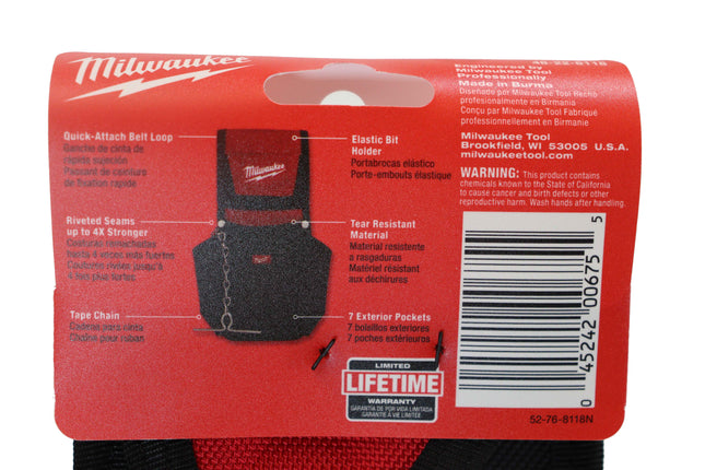 Milwaukee 48-22-8118 7-Pocket Compact Utility Pouch with Quick Attach Belt Loop