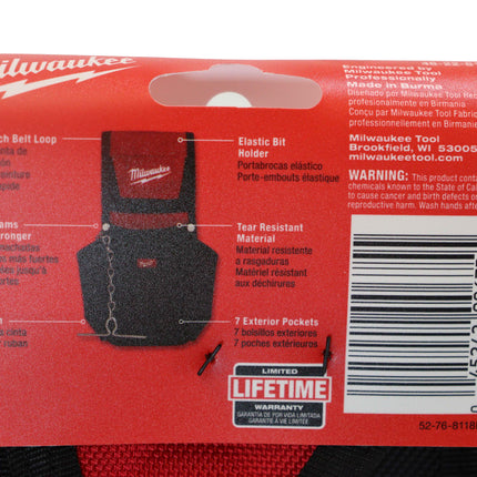 Milwaukee 48-22-8118 7-Pocket Compact Utility Pouch with Quick Attach Belt Loop