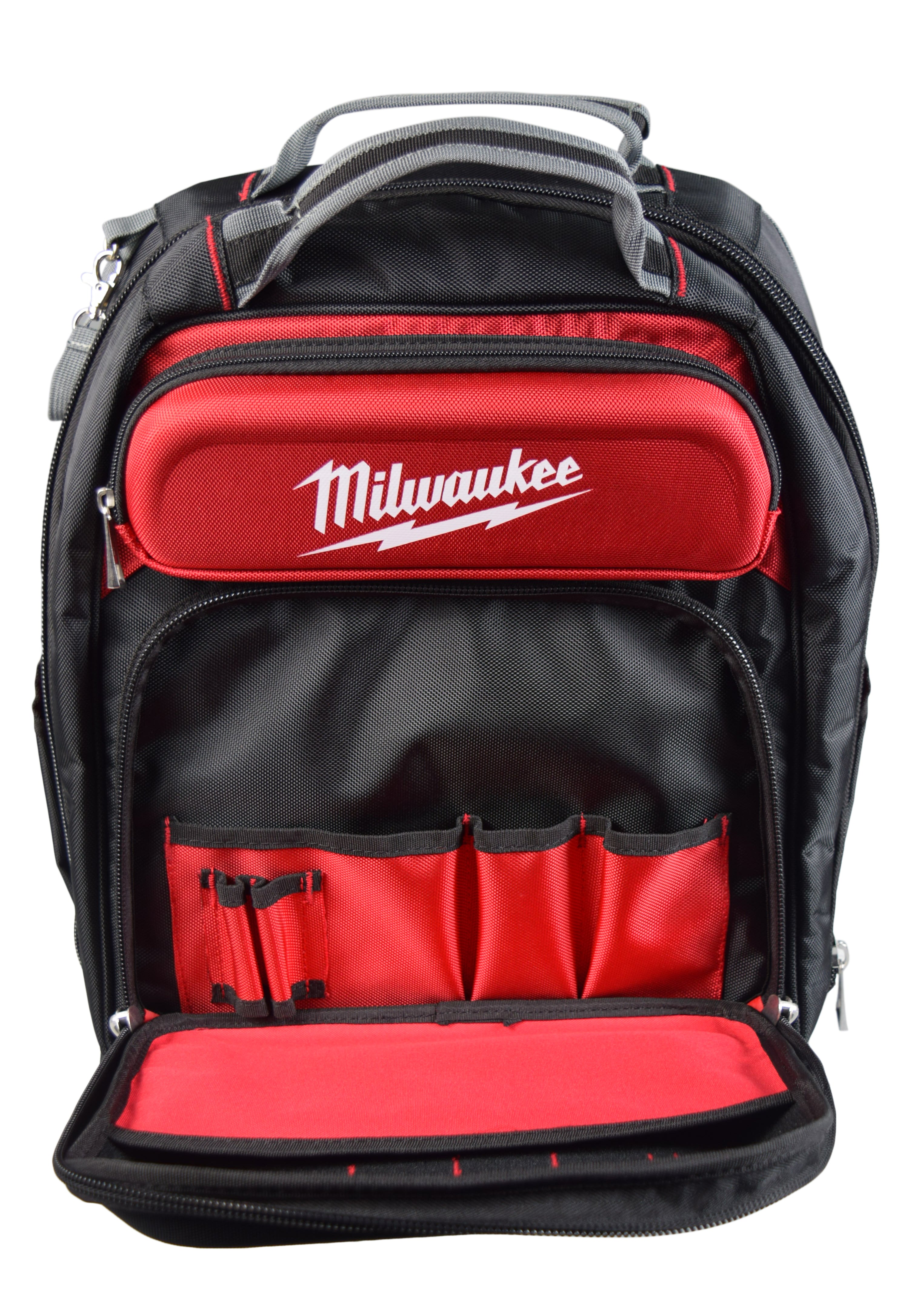 Milwaukee 48-22-8201 Ultimate Jobsite Backpack, 48 Pockets, Black/Red